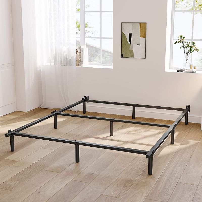 Photo 2 of ZIYOO Full Size Bed Frame, 7 Inch Low to Ground, 9 Legs Heavy Duty Bed Base, Box Spring Support and Mattress Foundation,Non-Slip, Noise-Free, Easy Assembly, Black
