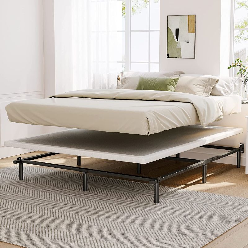 Photo 3 of ZIYOO Full Size Bed Frame, 7 Inch Low to Ground, 9 Legs Heavy Duty Bed Base, Box Spring Support and Mattress Foundation,Non-Slip, Noise-Free, Easy Assembly, Black
