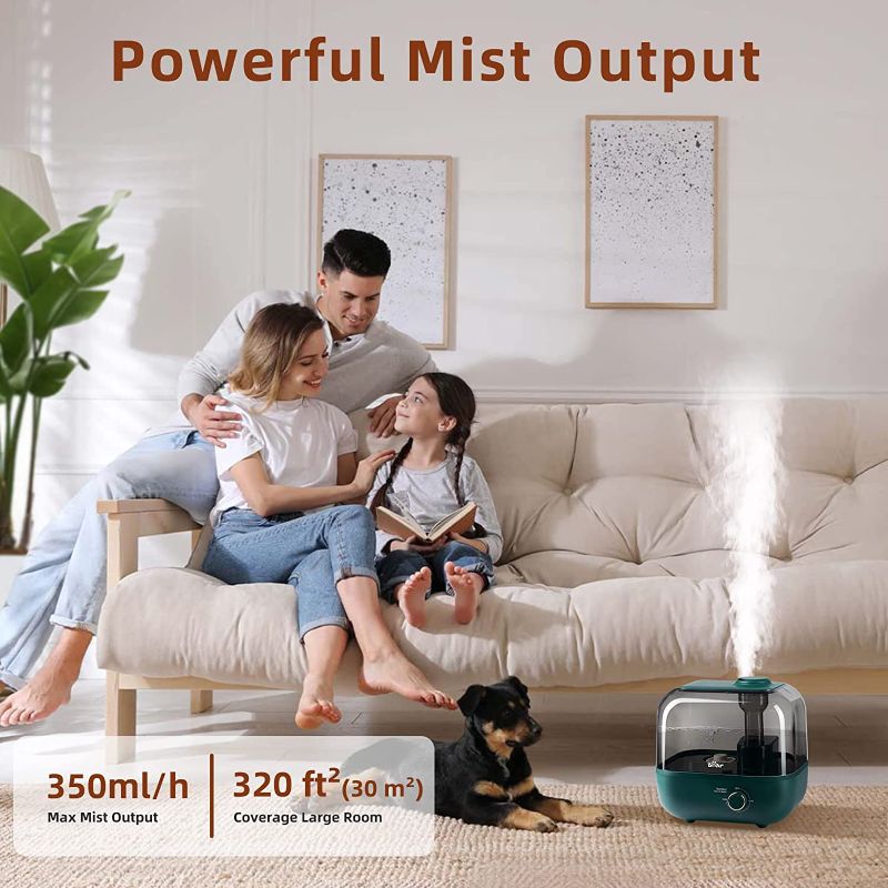Photo 2 of BEAR Humidifiers for Bedroom Large Room Home, 5L Cool Mist Humidifier for Plants and Baby, Lasts 35 Hours, Auto Shut Off, Super Quiet, Top Fill, Easy to Use and Clean, Green
