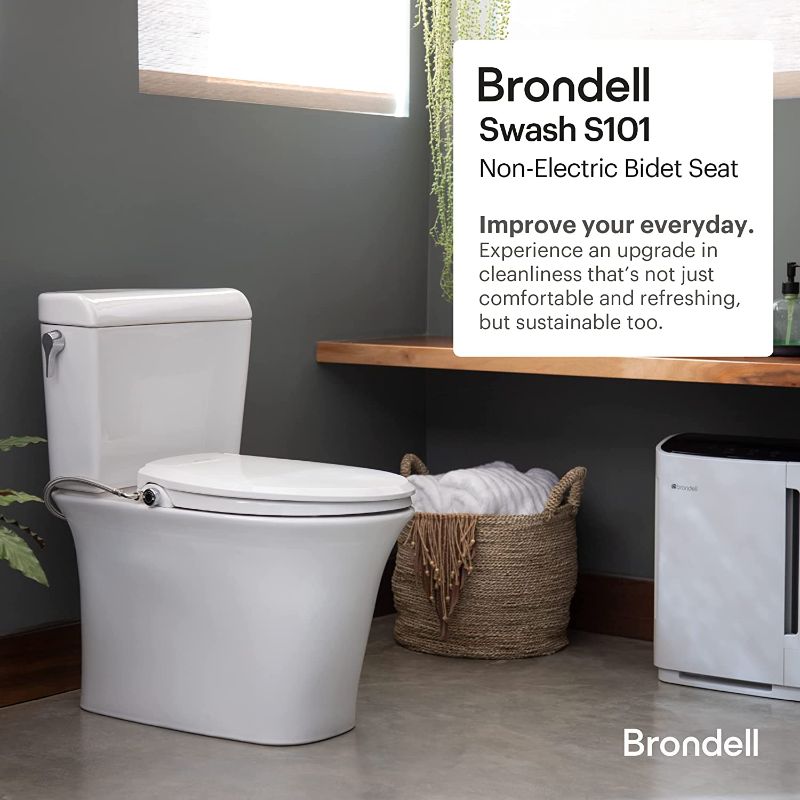 Photo 2 of Brondell Swash Ecoseat Non-Electric Bidet Toilet Seat, Fits Elongated Toilets, White - Dual Nozzle System, Ambient Water Temperature - Bidet with Easy Installation S101 Elongated