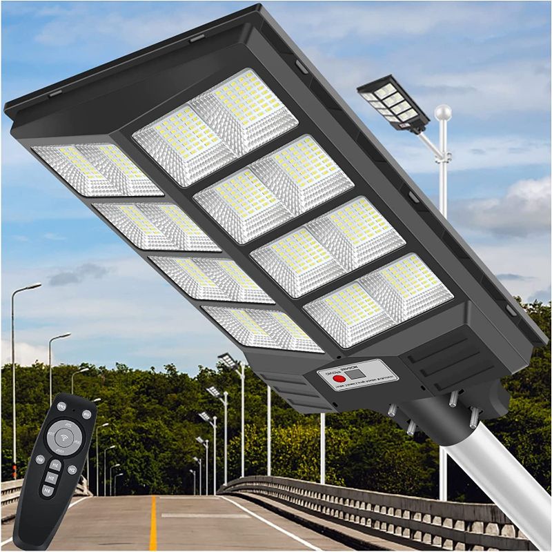 Photo 1 of 800W LED Solar Street Light Motion Sensor, IP65 Waterproof Solar Security Flood Lights Outdoor, 80000LM Solar Parking Lot Lights, Dusk to Dawn Solar Lights Outdoor for Garden, Yard, Piazza