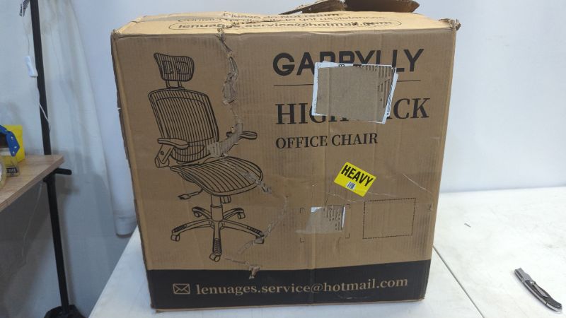 Photo 3 of GABRYLLY Ergonomic Mesh Office Chair, High Back Desk Chair - Adjustable Headrest with Flip-Up Arms, Tilt Function, Lumbar Support and PU Wheels, Swivel Computer Task Chair
