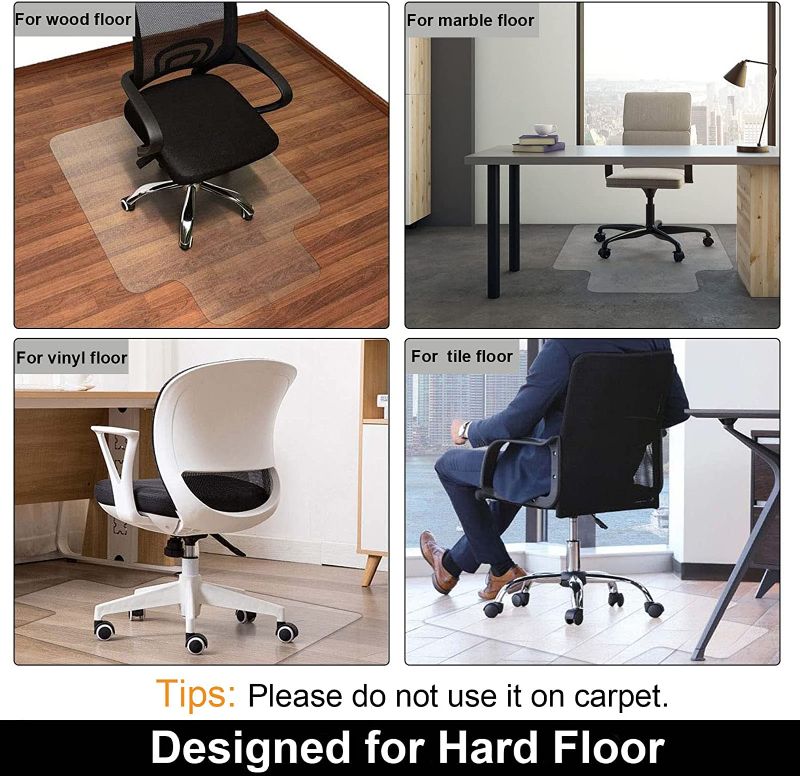 Photo 2 of AiBOB Office Chair Mat for Hardwood Floors, 45 X 53 in, Heavy Duty Floor Mats for Computer Desk, Easy Glide for Chairs, Flat Without Curling
