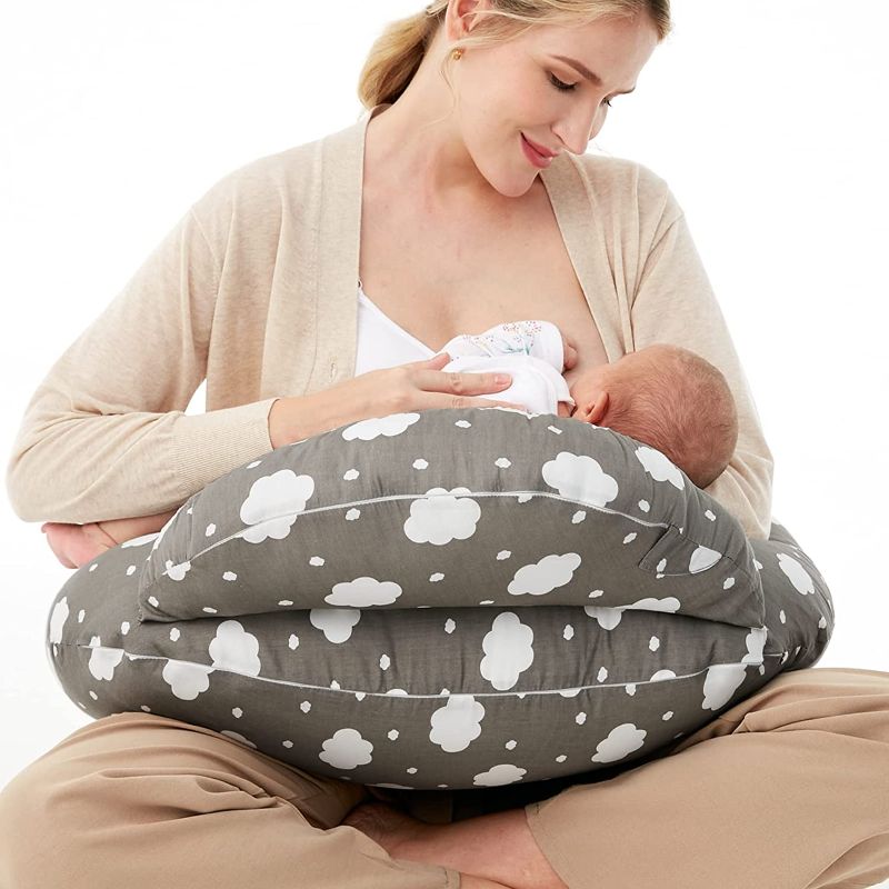 Photo 1 of Momcozy Nursing Pillow for Breastfeeding, Original Plus Size Breastfeeding Pillows for More Support for Mom and Baby, with Adjustable Waist Strap and Removable Cotton Cover, Grey
