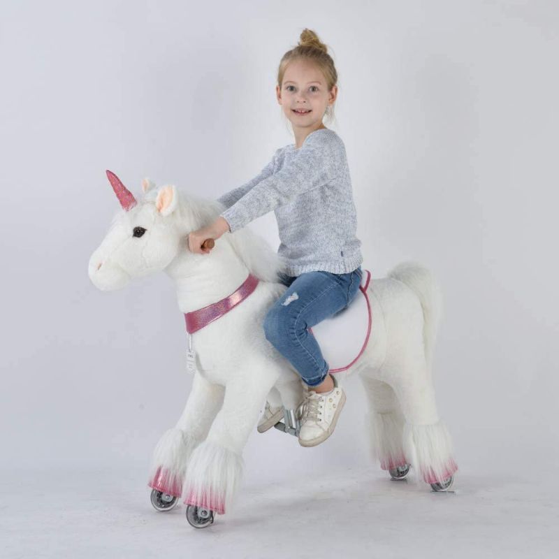 Photo 1 of Ufree Horse Action Pony, Ride on Toy, Mechanical Moving Horse, Giddyup for Children 4 to 9 Years Old, Medium Size, Height 36 Inch (Pink Horn Unicorn)
