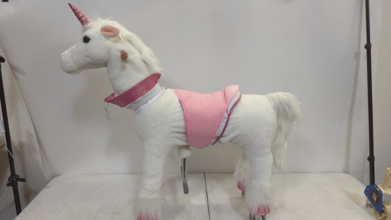 Photo 4 of Ufree Horse Action Pony, Ride on Toy, Mechanical Moving Horse, Giddyup for Children 4 to 9 Years Old, Medium Size, Height 36 Inch (Pink Horn Unicorn)
