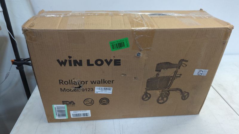Photo 3 of WinloveRollator Walker for Seniors-Folding,with Seat and Four 8-inch Wheels-Medical Rollator Walker with Thick Backrest-Lightweight Aluminium Frame and Basket, Champagne