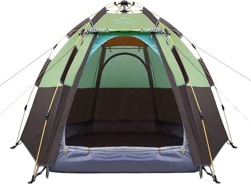 Photo 1 of 3-4 Person Camping Tent 60 Seconds Set Up Tent Waterproof Pop Up Hexagon Outdoor Sports Tent Camping Sun Shelters, Instant Cabin Tent, Advanced Venting Design, Provide Top Rainfly(2023 Update)