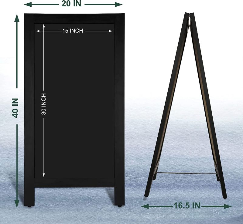 Photo 1 of 4 THOUGHT A-Frame Magnetic Sidewalk Chalkboard Sign 40 x 20 Inches, Classic Wooden Freestanding Sidewalk Sign, Double-Sided Sign Board for Restaurant Shop Wedding Party, Black