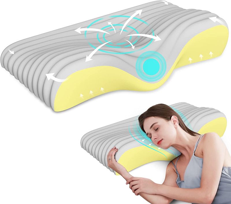 Photo 1 of Memory Foam Pillows, Neck Pillows for Pain Relief Sleeping, Ergonomic Orthopedic Sleep Spine Pillow, Cervical Contour Pillow for Neck and Shoulder Pain
