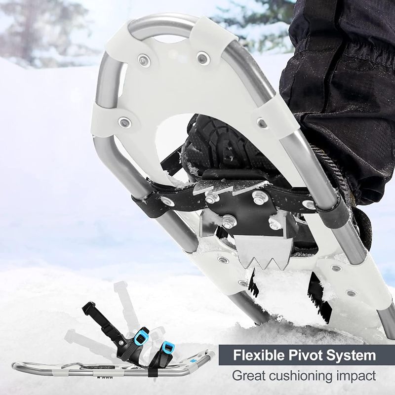 Photo 2 of Odoland 3-in-1 Snowshoes Set for Men Women Youth Kids with Trekking Poles, Carrying Tote Bag, Light Weight Aluminum Alloy Terrain Snow Shoes,21”/25”/30”
