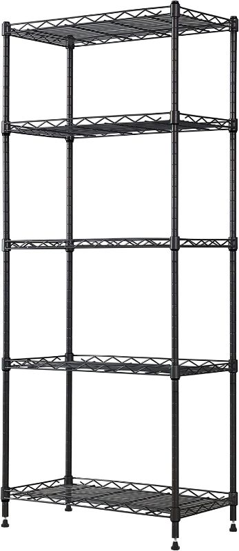 Photo 1 of 5-Wire Shelving Metal Storage Rack Adjustable Shelves, Standing Storage Shelf Units for Laundry Bathroom Kitchen Pantry Closet (Black, 21.2L x 11.8W x 53.5H)