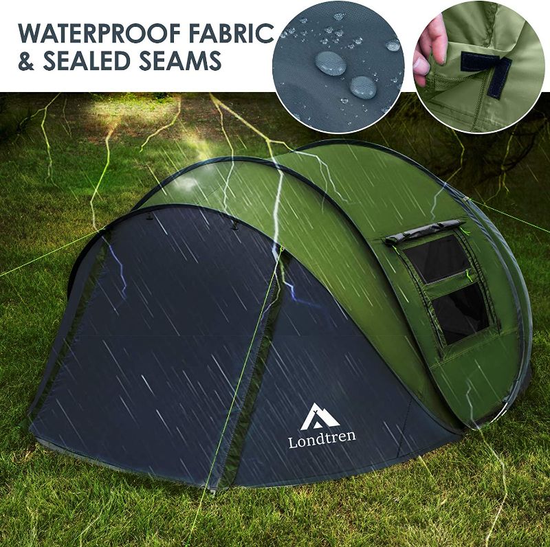 Photo 1 of 4 Person Easy Pop Up Tent Waterproof Automatic Setup 2 Doors-Instant Family Tents for Camping Hiking & Traveling
