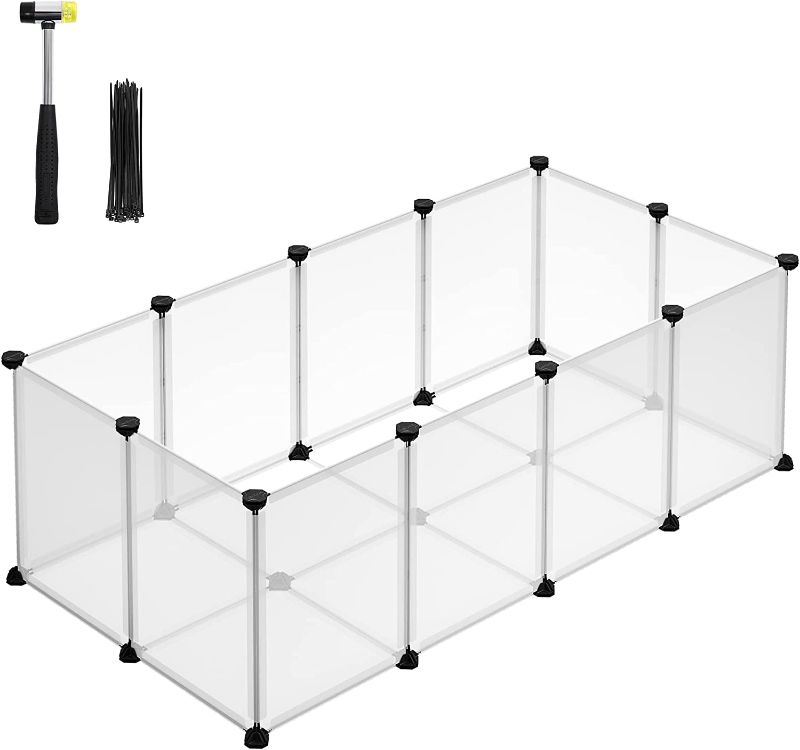 Photo 1 of Pet Playpen with Floor, Small Animal Pen, Pet Fence Indoor, DIY Plastic Enclosure for Hamsters, Rabbits, Hedgehogs, Ferrets