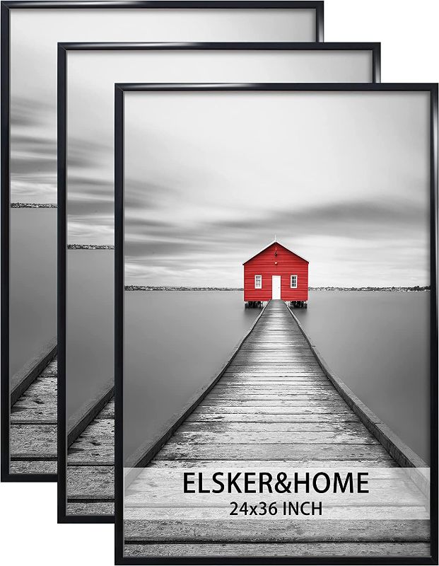 Photo 1 of ELSKER&HOME 24x36 Poster Frame 3 Pack, Black Picture Frame for Horizontal or Vertical Wall Mounting, Durable and Scratch-proof
