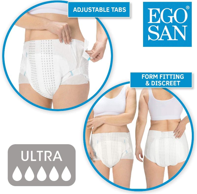 Photo 2 of Egosan Ultra Incontinence Disposable Adult Diaper Brief Maximum Absorbency and Adjustable Tabs for Men and Women (Medium, 15-Count) Medium (Pack of 1)