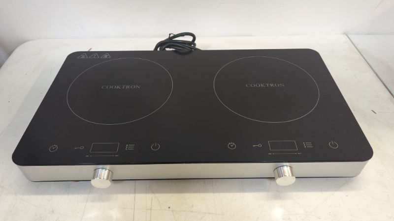 Photo 4 of COOKTRON Double Induction Cooktop Burner with Fast Warm-Up Mode, 1800w 2 Induction Burner with 10 Temperature 9 Power Settings, Portable Dual Induction Cooker Cooktop with Child Safety Lock & Time