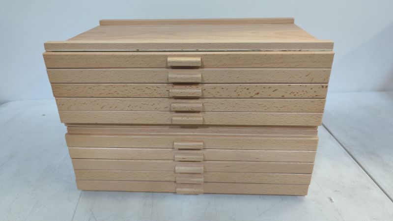 Photo 4 of U.S. Art Supply 10 Drawer Wood Artist Supply Storage Box - Pastels, Pencils, Pens, Markers, Brushes