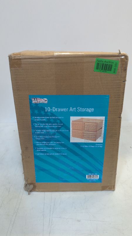 Photo 1 of U.S. Art Supply 10 Drawer Wood Artist Supply Storage Box - Pastels, Pencils, Pens, Markers, Brushes