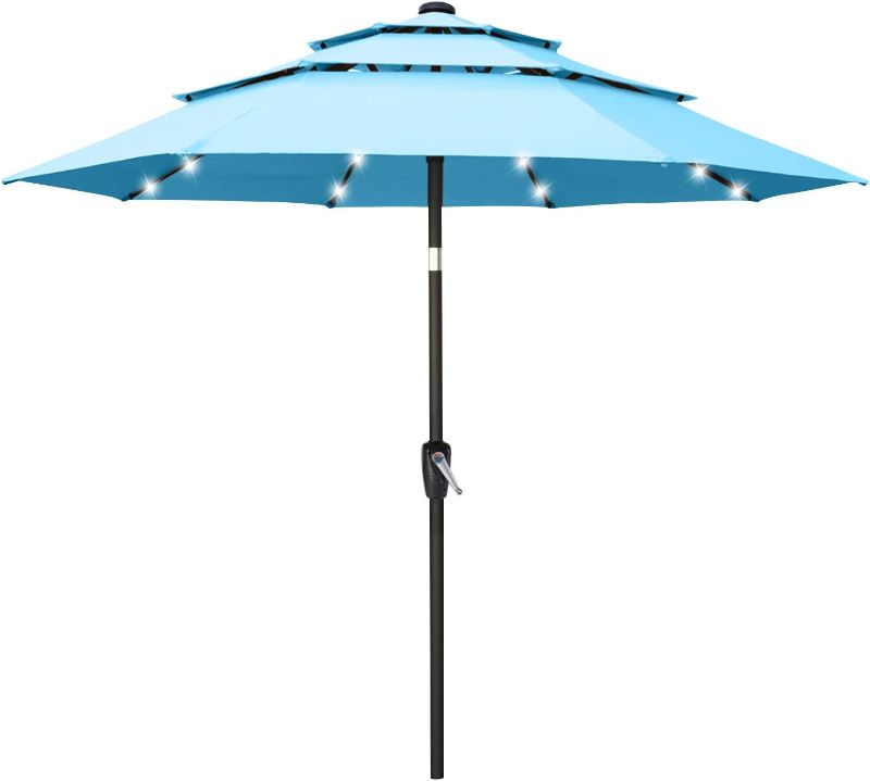 Photo 1 of ABCCANOPY Solar Led Patio Umbrellas 3-Tiers 11FT (Turquoise)
