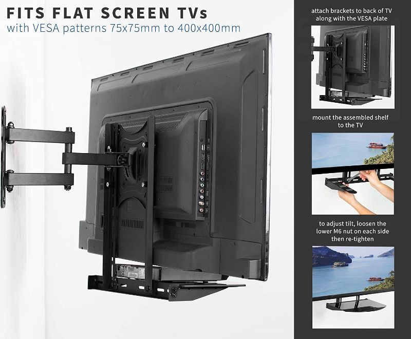 Photo 2 of VIVO Under Above VESA TV Wall Mount Shelving Bracket | DVD Player, Cable Box, Stereo, AV Component Shelf