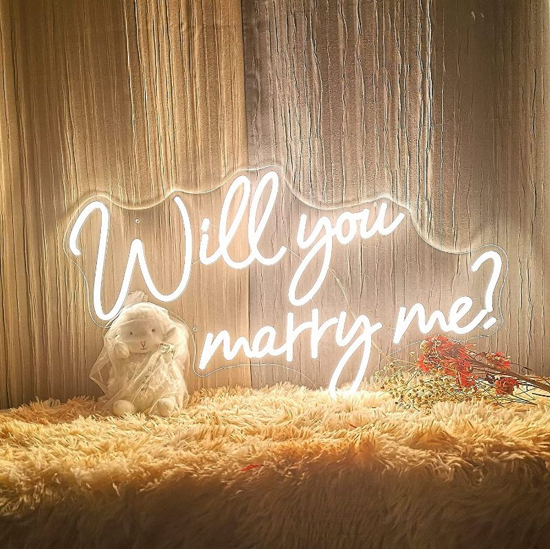 Photo 1 of Will You Marry Me Neon Sign with Lights for Proposal Wedding Decorations?25.2 inches Large marry me sign for Engagement?Romantic Neon Sign Wall Art for Wife?Warm White
