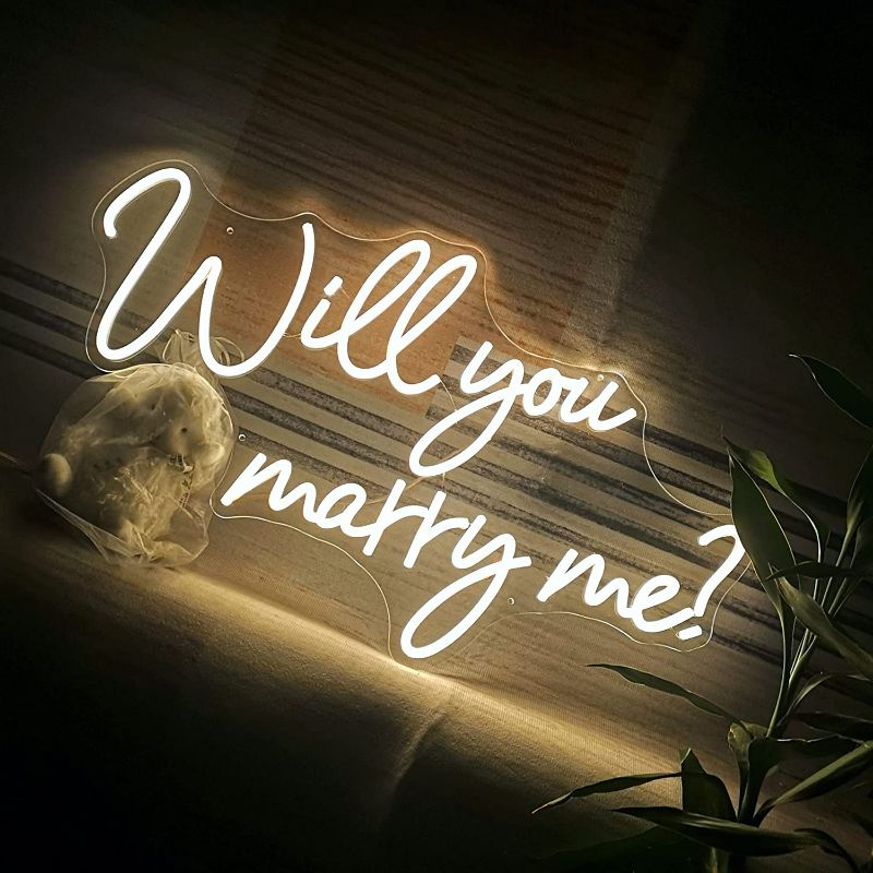 Photo 2 of Will You Marry Me Neon Sign with Lights for Proposal Wedding Decorations?25.2 inches Large marry me sign for Engagement?Romantic Neon Sign Wall Art for Wife?Warm White
