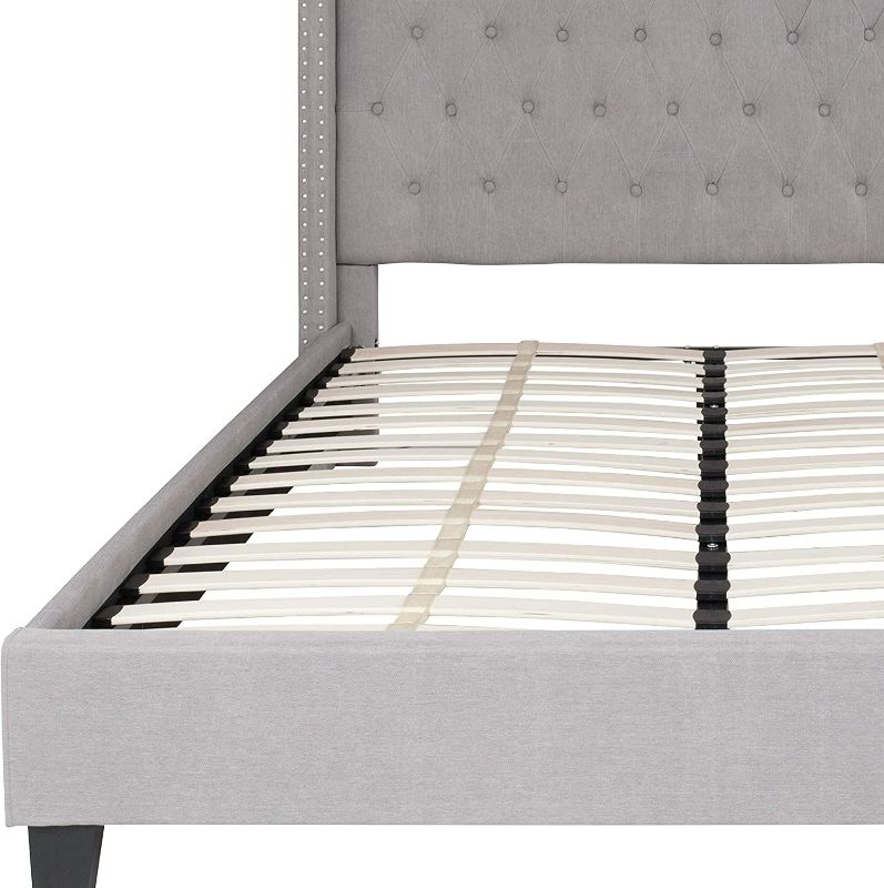 Photo 2 of Flash Furniture Upholstered Platform Bed, Queen, Light Gray
