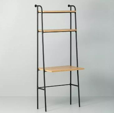 Photo 1 of Wood & Wire Bookshelf with Desk - Natural/Black - Hearth &Hand™ with Magnolia
