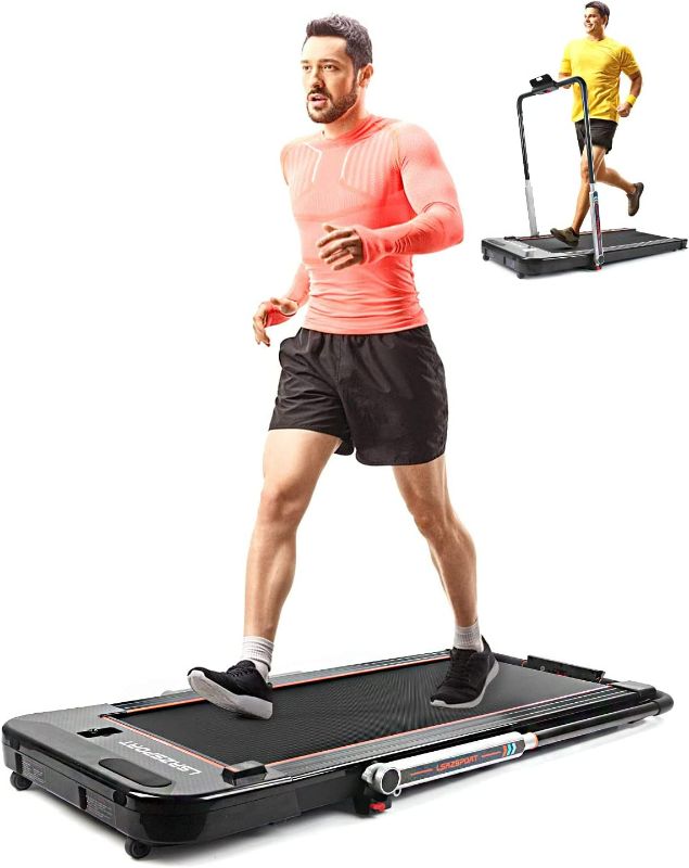 Photo 1 of LSRZSPORT Under Desk Treadmill, 2.5HP 2 in 1 Folding Treadmill with Speaker Remote Control & LED Display Walking Pad Jogging Electric Foldable Treadmills for Home Office,Installation-Free
