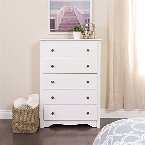 Photo 4 of Prepac Monterey 5-Drawer Chest for Bedroom, 16" D x 31.5" W x 45.25" H, White
