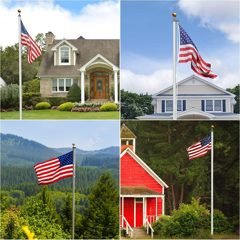 Photo 2 of YIYO 20FT Sectional Flag Pole Kit?Heavy Duty Residential Flagpole? Extra Thick Aluminum Outdoor In ground Flagpole with Free 3x5 American Flag and Golden Ball, for Residential or Commercial (20FT)