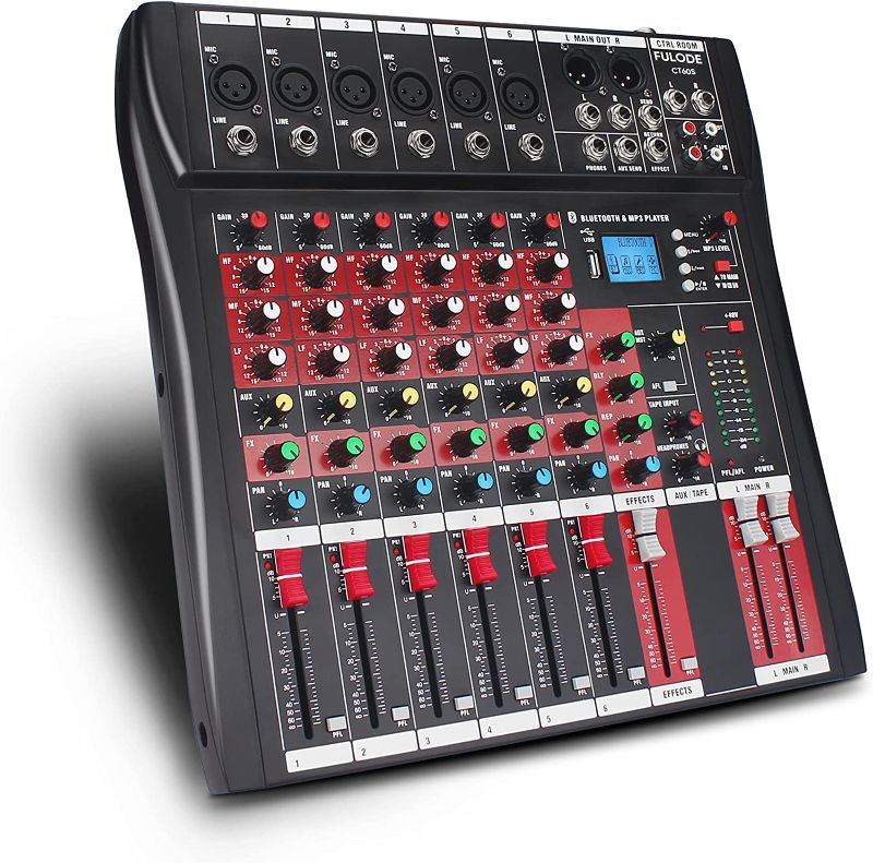 Photo 1 of FULODE CT60 6-channel Professional mixer audio Bluetooth U disk 48V Phantom Power Source USB recording,dj mixer,Suitable for beginners as well
