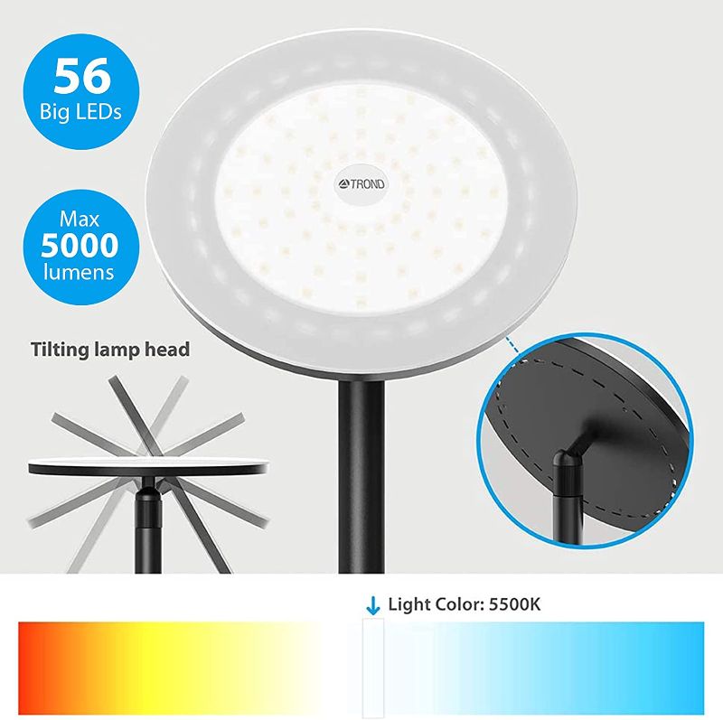 Photo 2 of Floor Lamps for Living Room - 5000LM Super Bright LED Torchiere Floor Lamp with 5-Level Dimmable, 5500K Natural Daylight Modern Tall Standing Lamp Reading Light, 30mins Timer for Bedroom, Home Office
