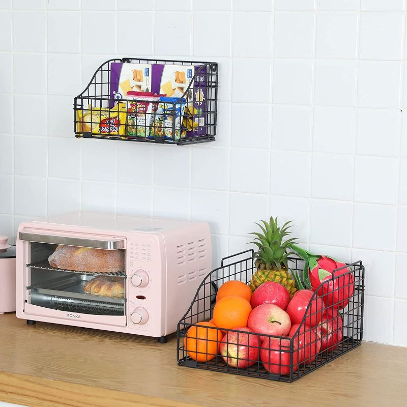 Photo 2 of X-cosrack 2 Tier Stackable Wire Baskets, Countertop Veggies Storage Potato Onion Pantry Organizer Snack Holder for Kitchen Cabinet Produce
