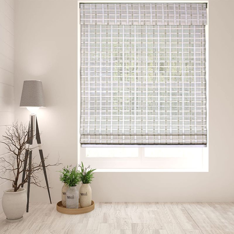 Photo 1 of Blinds Cordless Whitewash Bamboo Roman Shades Light Filtering Window Blinds - Size: 46" W x 60" H