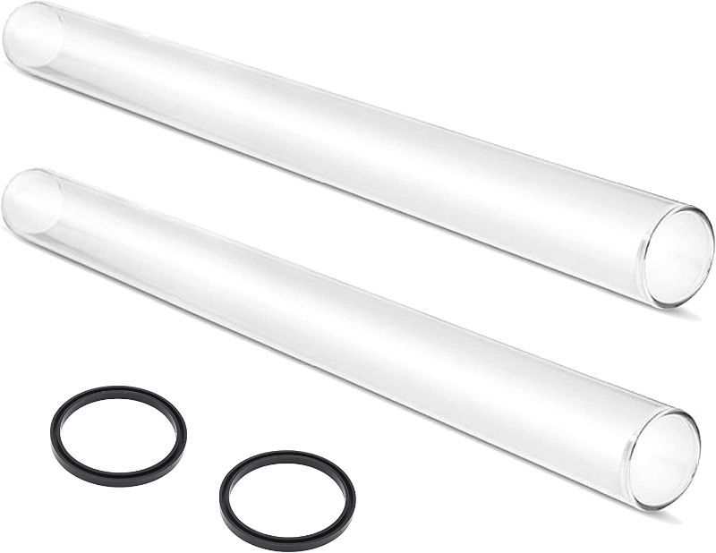 Photo 1 of (2-Pack) Exact Replacement SGT-49.5" Glass Quartz Tubes with 2 Gaskets for Hiland HLDS01-GTHG Patio Heater - 49.5” x 4” Glass Tubes for 4-Sided Pyramid Style Heaters with Neoprene Ring Supports
