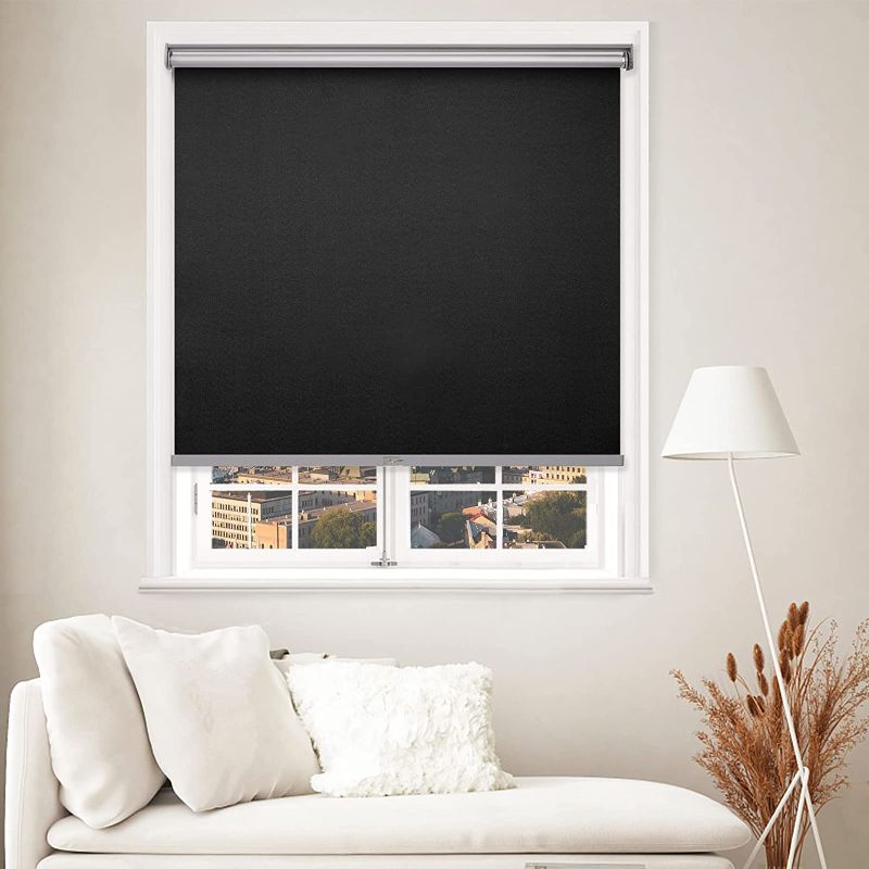 Photo 1 of MYshade Blackout Roller Shades for Windows, Cordless Roller Window Shades, Roll Up Window Blinds with Thermal Insulated, UV Protection, Easy to Install for Home and Office 23" X 72"(Black)
