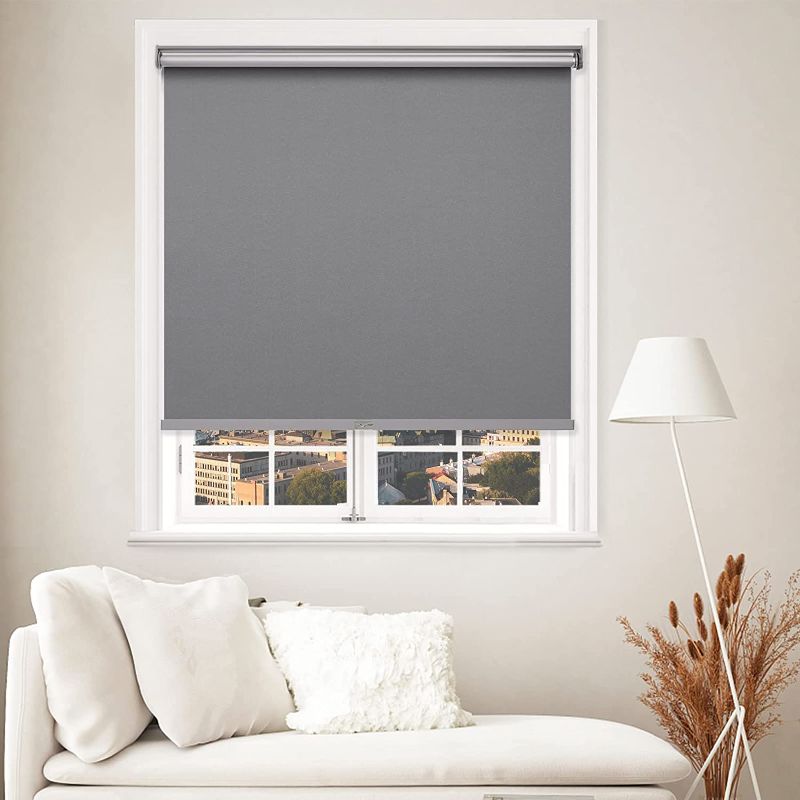 Photo 1 of MYshade Blackout Roller Shades for Windows, Cordless Roller Window Shades, Roll Up Window Blinds with Thermal Insulated, UV Protection, Easy to Install for Home and Office 23" X 72"(Grey)
