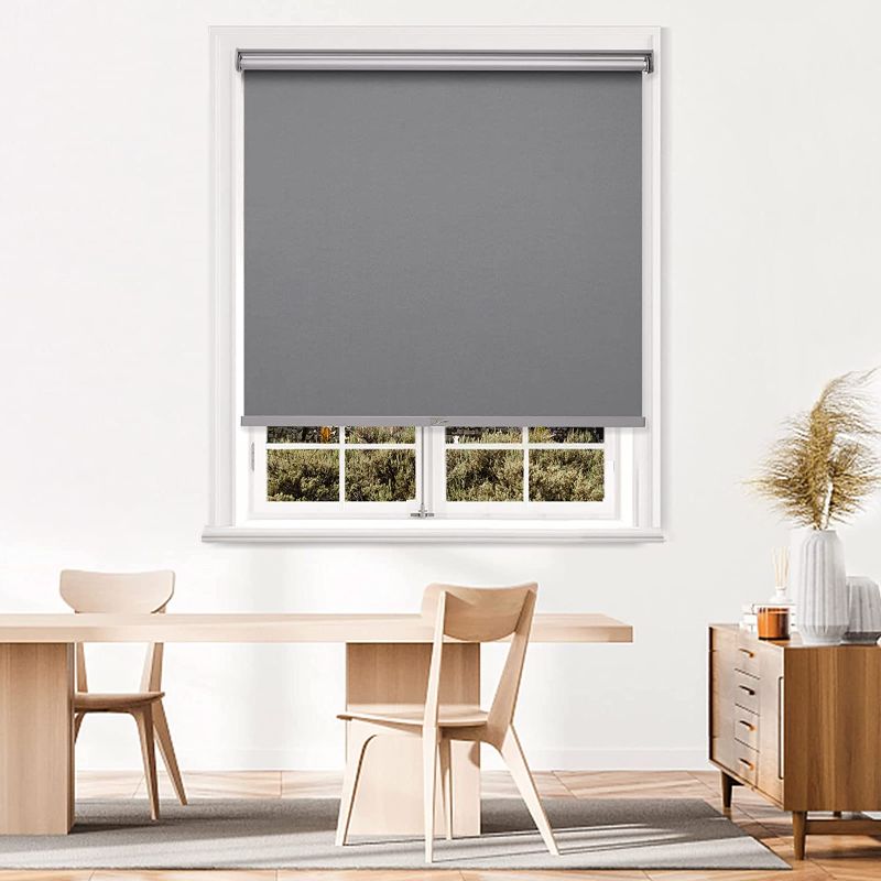 Photo 2 of MYshade Blackout Roller Shades for Windows, Cordless Roller Window Shades, Roll Up Window Blinds with Thermal Insulated, UV Protection, Easy to Install for Home and Office 23" X 72"(Grey)
