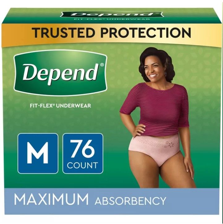 Photo 1 of Depend Fresh Protection Adult Incontinence Underwear for Women (Formerly Depend Fit-Flex), Disposable, Maximum, Medium, Blush, 76 Count
