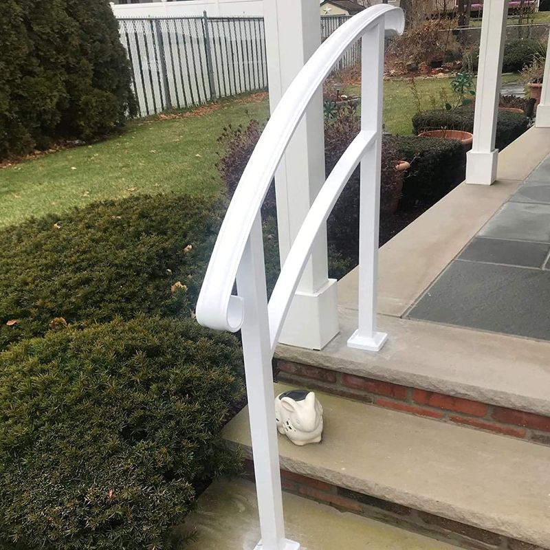 Photo 2 of Atemou Transitional Handrail 3-Step Handrail Fits 1 or 3 Steps Black Stair Rail Wrought Iron Handrail with Installation Kit Hand Rails for Indoor Outdoor Steps
