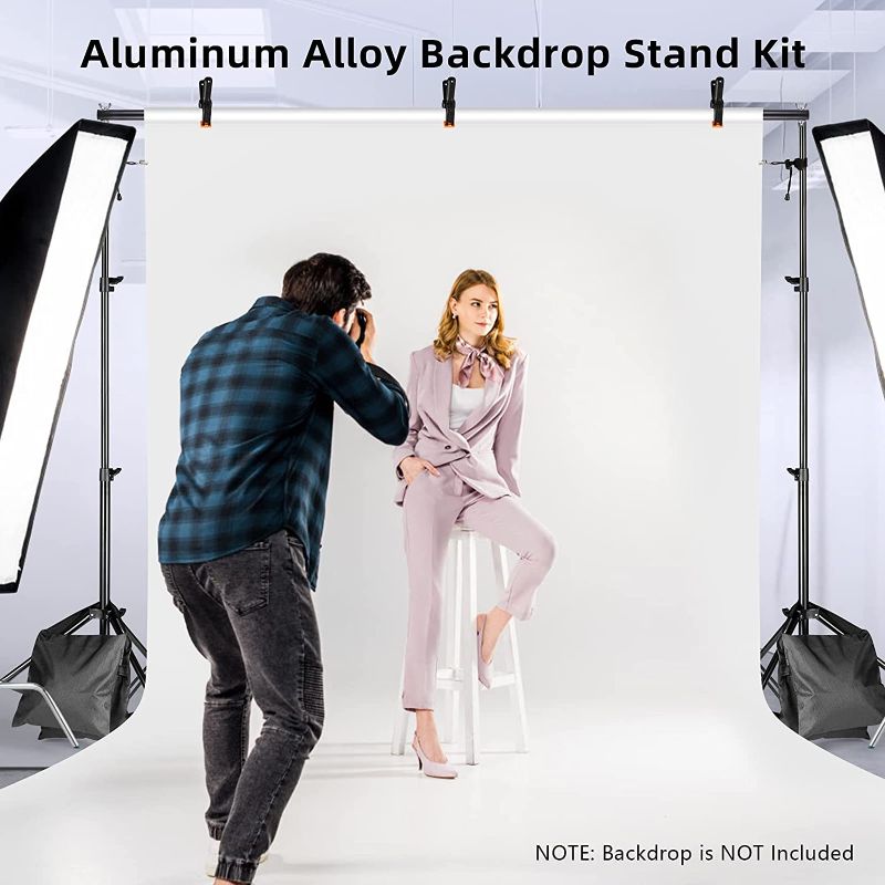 Photo 1 of SH Backdrop Stand, 6.5 x 10 ft Adjustable Heavy Duty Photography Background Support System Kit with Spring Clamp, Sand Bag, Carry Bag, for Photo Video Studio1 6.5x10ft/ 2x3m