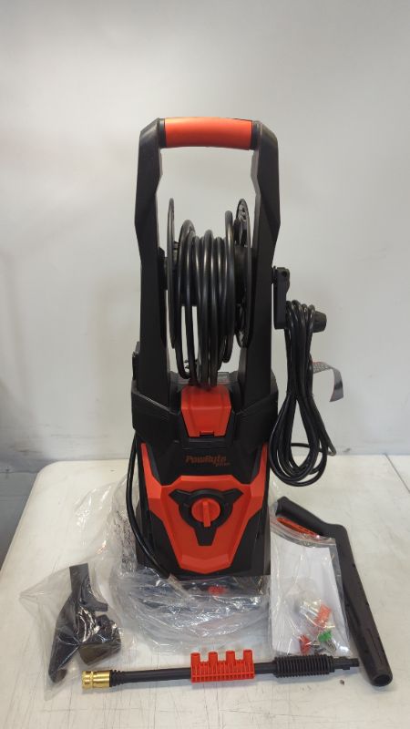 Photo 1 of PowRyte Electric Pressure Washer, Power Washer with Hose Reel, 4 Different Pressure Tips, Foam Cannon, 2200 PSI 2.0 GPM
