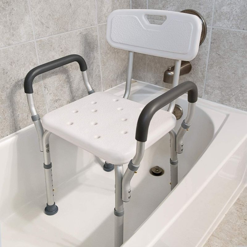 Photo 2 of Shower Bath Chair Tool-Free Assembly Spa Bathtub Shower Lift Chair, Portable Bath Seat, Adjustable Shower Bench, White Bathtub Lift Chair with Arms… (2) (1 Shower Chairs) 1 Count (Pack of 1)