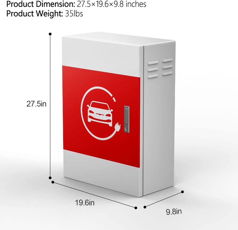 Photo 2 of BMZX Tesla Charger Station Box for Tesla Gen 2/Gen 3 Wall Connector, 29 x 19 x 9.8'' Charging Box Cable Organizer IP66 Waterproof Dustproof Metal Box Outdoor Indoor
