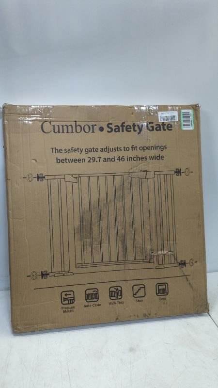 Photo 3 of Mom's Choice Awards Winner-Cumbor 29.5-46" Auto Close Baby Gate for Stairs, Easy Install Pressure/Hardware Mounted Dog Gates for The House Indoor, Easy Walk Thru Wide Safety Pet Gates for Dogs, White
