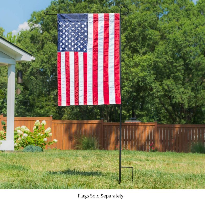 Photo 2 of Evergreen Flag Oversized Metal Outdoor Flag Stand 7-Feet Tall & 40-Inch Wide | Sturdy 5 lbs Solid Steel | Black | Fits 3x5 and Smaller American Flag and Seasonal | Home Garden Planter House Décor
