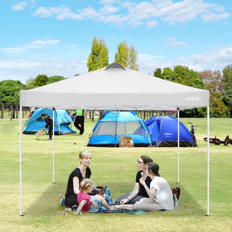 Photo 1 of COBIZI Canopy 10'x10' Pop Up Commercial Instant Gazebo Tent, Fully Waterproof, Outdoor Party Canopies with 4 Removable Zippered Sidewalls, 4 sandbags for Camping Garden Party Beach (White)