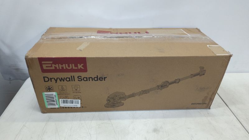 Photo 2 of Enhulk Drywall Sander, 900W 7.2A Electric Drywall Sander with Vacuum Auto Dust Collection, 6 Variable Speed 800-1800RPM, Double-Deck LED Lights, Extendable & Foldable Handle, 12 Sanding Discs